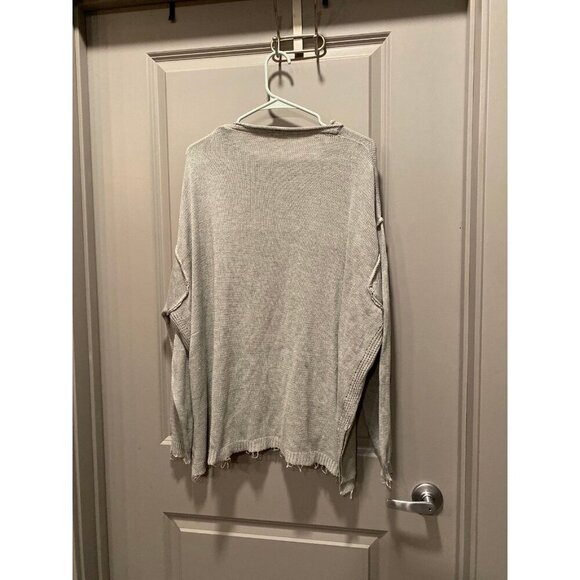 Easel Oversized Sweater M โ Raw Hem, Exposed Seams, Light Grey - Picture 7 of 7